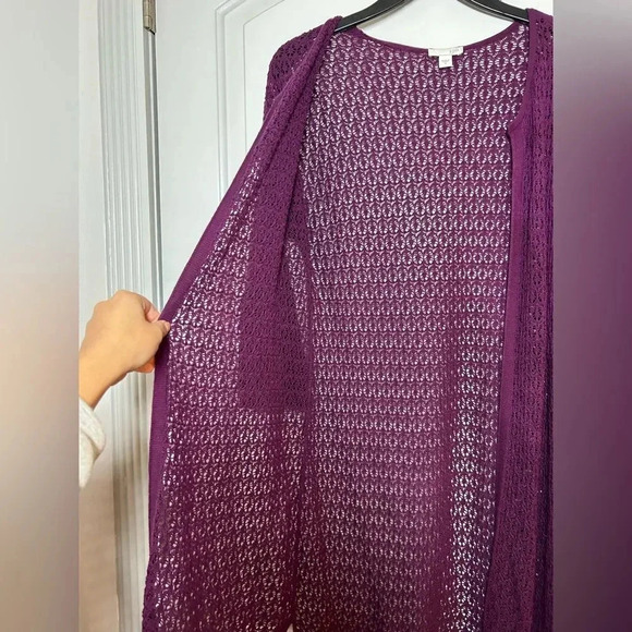 J Jill Womens Purple Duster Open Front Cardigan Open Knit Size M - Picture 3 of 9